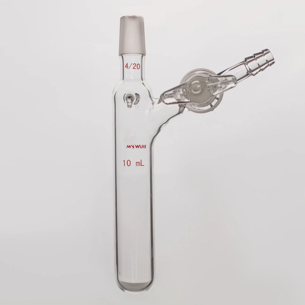反应管,磨口:14/20,4mm高真空阀,100ml - MANSWARE